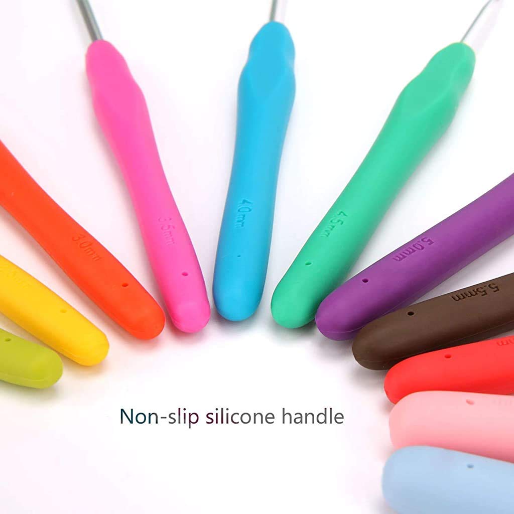 PATPAT 32 Pcs Pack Crochet Hooks Set Ergonomic Soft Handles Needles for Arthritic Hands,Aluminum Blunt Needles,Knitting Needle PATPAT 32 Pcs Pack Crochet Hooks Set Ergonomic Soft Handles Needles for Arthritic Hands,Aluminum Blunt Needles,Knitting Needle